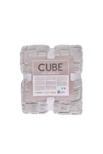 KOC CUBE 150X200 ŻAKARD SHERPA SREBRNY