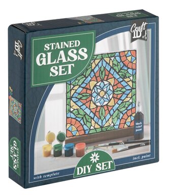 Vitráž - skleněná dekorace v dřevěném stojánku