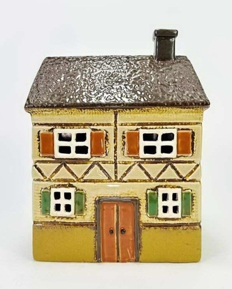 Keramický domek na čajovou svíčku, světle zelený 18,5x16x10,5 cm
