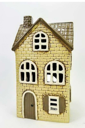Keramický domek na čajovou svíčku, světle zelený 23,5x13x8,5 cm