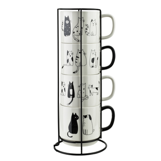 COTTELLO Komplet 4 kubków na stojaku370ml COTTELLO Komplet 4 kubków na stojaku370ml