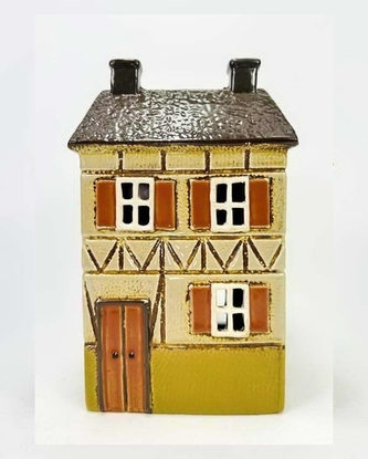 Keramický domek na čajovou svíčku, světle zelený 22,5x13,5x9,5 cm