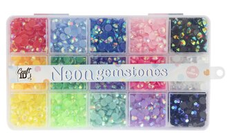 Neonové drahokamy, 15 barev, průměr 0,5 cm