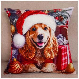 Vánoční polštář s 3D aplikací CHRISTMAS DOG 40x40 cm Mybesthome