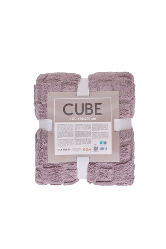 KOC CUBE 150X200 ŻAKARD SHERPA BRUDNY RÓŻ