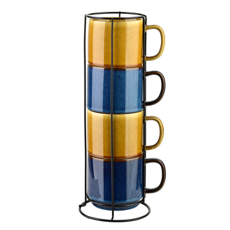 EVIE Komplet 4 kubków na stojaku 400ml