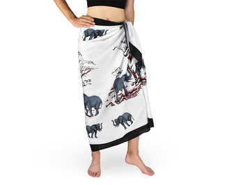 Sarong - Pareo REN, sloni, bílá Sarong - Pareo REN, sloni, bílá