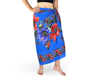 Sarong - Pareo REN, multicolor ibišek, sv. modrá Sarong - Pareo REN, multicolor ibišek, sv. modrá