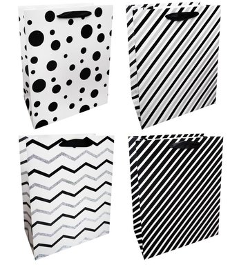 Torba prezentowa 26x32 czarno-biała