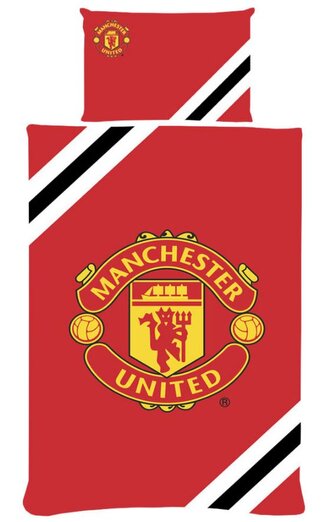 Ložní oboustranné povlečení FC Manchester United: Pruhy (135 x 200 cm|75 x 50 cm)