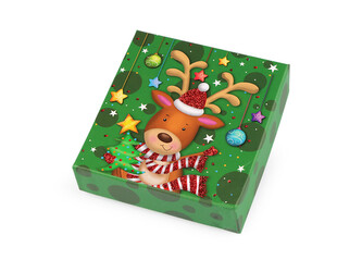 Vánoční dárková krabička s jmenovkou - 1 ks - 4 zelená sob