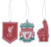 Set 3 kusů osvěžovačů vzduchu FC Liverpool: Znak, vlajka, prst (7 x 7 cm)