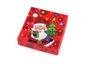 Vánoční dárková krabička s jmenovkou - 1 ks - 1 červená Santa