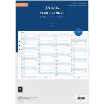 Filofax, Plánovací Kalendář 2026 A4, vertikální, AJ