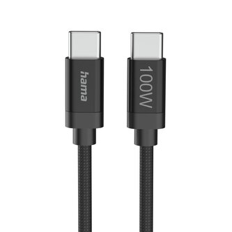 Hama USB-C 2.0 kabel Fabric, 3 m, 100 W, opletený