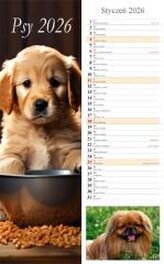 Kalendarz 2026 ścienny pasek Psy