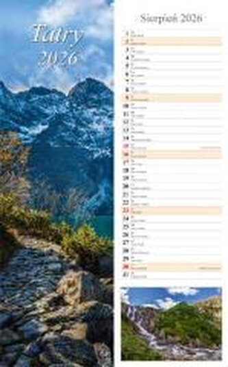 Kalendarz 2026 ścienny pasek Tatry