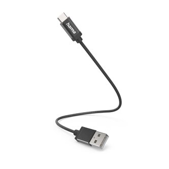 Hama kabel USB-C 2.0 typ A-C 0,2 m, opletený, černý