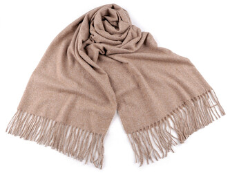 Šátek / šála / pléd s třásněmi 70x190 cm - 1 ks - 1 béžová světlá