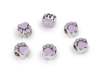 Plastové korálky s velkým průvlekem tlapka 11x11 mm - 6 ks - 5 fialová sv.