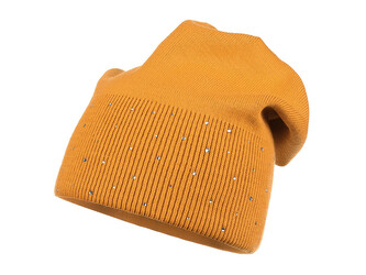 Dámská / dívčí zimní čepice s kamínky - 1 ks - 2 hořčicová