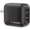 Verbatim, Mini GaN síťová nabíječka do sítě 2 x USB-CR PD 100W a 1 x USB-A QC 3.0, šedá, 100 W, vyměnitelné vidlice C,G,A
