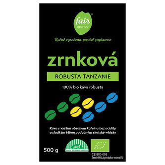 Fairobchod Bio zrnková káva Robusta Tanzanie, 500 g