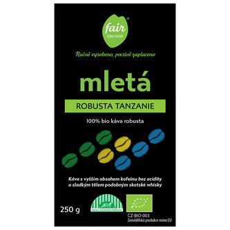 Fairobchod Bio mletá káva Robusta Tanzanie, 250 g