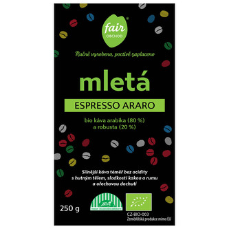 Fairobchod Bio mletá káva Espresso Araro, 250 g