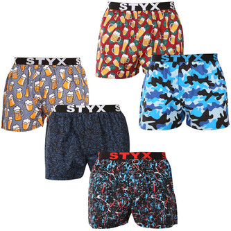 5PACK pánské trenky Styx art sportovní guma vícebarevné (5B1370145) M