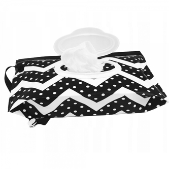 Pouzdro/obal na vlhčené ubrousky, Zig Zag - černá, bílá
