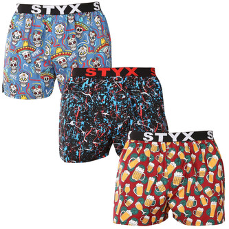 3PACK pánské trenky Styx art sportovní guma vícebarevné (3B18456) XL
