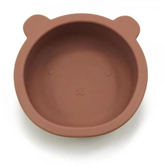 Silikonová miska s přísavkou Medvídek, průměr 12 cm - hnědá