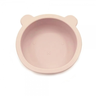 Silikonová miska s přísavkou Medvídek, průměr 12 cm - pudrová