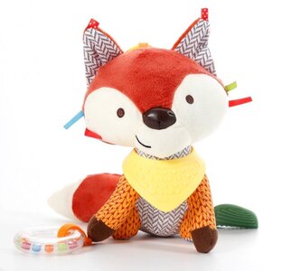 Senzorická hračka maskot liška, zavěšení na kočárku