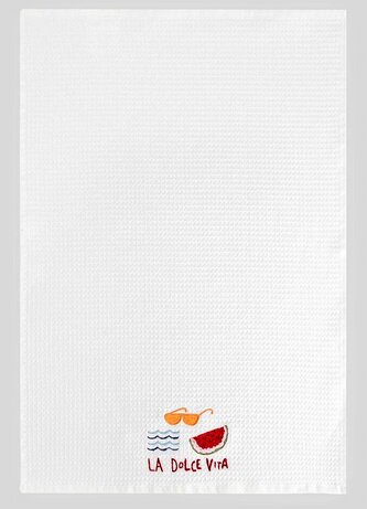 Kuchyňská utěrka | LA DOLCE VITA | vaflová bílá s barevným vzorem | 45x65 cm | 744570