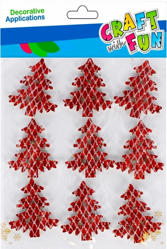 Ozdoba dekoracyjna samoprzylepna Eva Choinka brokatowa 9 szt. Boże Narodzenie CRAFT WITH FUN 501370