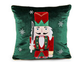 Vánoční sametový povlak na polštář louskáček 43x43 cm - 1 ks - 3 zelená tmavá