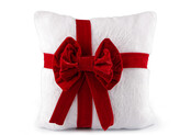 Vánoční plyšový povlak na polštář s mašlí 40x40 cm - 1 ks - bílá červená