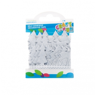 Taśma dekoracyjna samoprzylepna Renifer 2m srebrna Boże Narodzenie CRAFT WITH FUN 463494
