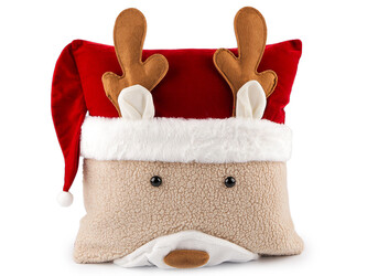 Vánoční plyšový povlak na polštář sněhulák 43x43 cm - 1 ks - 2 béžová světlá sob