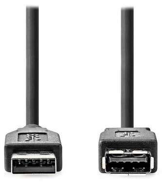 NEDIS prodlužovací kabel USB 3.2 Gen 1/ zástrčka USB-A - zásuvka USB-A/ 5 Gbps/ kulatý/ černý/ bulk/ 3m