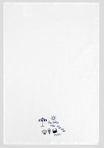 Kuchyňská utěrka | LA DOLCE VITA | vaflová bílá s modrým vzorem | 45x65 cm | 744587