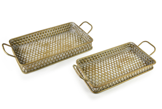 HEXAGONE GLOW Komplet 2 tac dekoracyjnych prostokąt 48x29xh7/44x24xh6cm