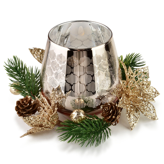 SANTA LILA Świecznik ozdobny 9x9,5cm z dekoracją wkład Led