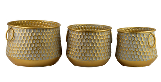 HEXAGONE GLOW Komplet 3 osłonek 30x30xh24/26x26xh22/21x21xh21cm