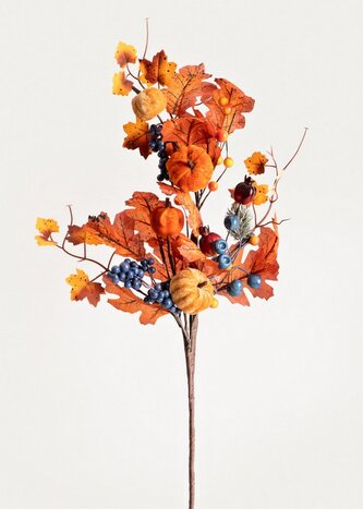 Umělá větvička | SAFIRA | s velurovými dýněmi | 60 cm | 752742