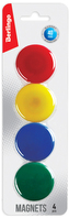 Magnesy do tablic, okrągłe, śred. 40mm, 4 szt., zaw. euro, różne kolory, Berlingo