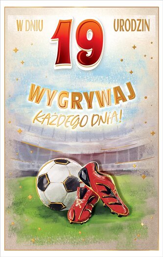 Karnet AB+ Urodziny, naklejana cyfra, piłka CR-01