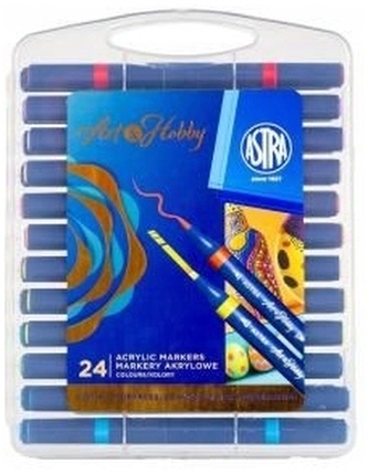 Markery akrylowe artystyczne dwustronne w walizce 24-kol. Art&Hobby, Astra